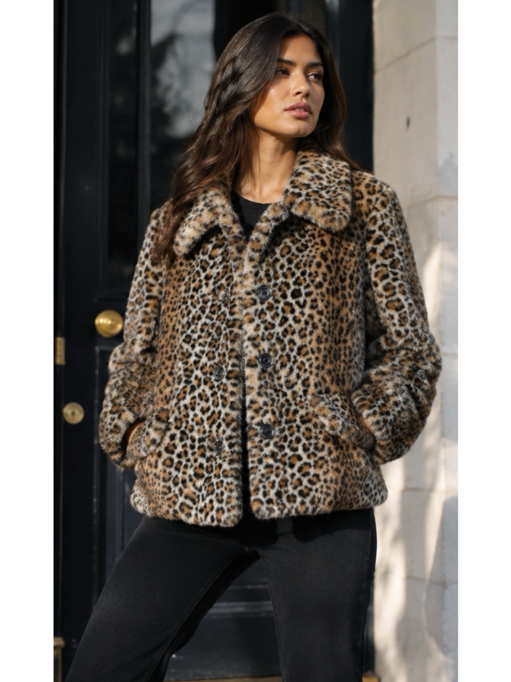 The Kooples Paris Leopard Print Faux Fur Jacket Sz 4